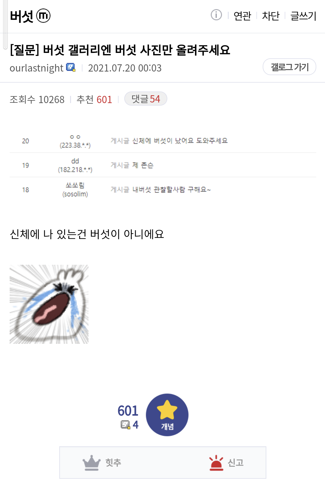 [유머] 버섯 갤러리 공지 -  와이드섬