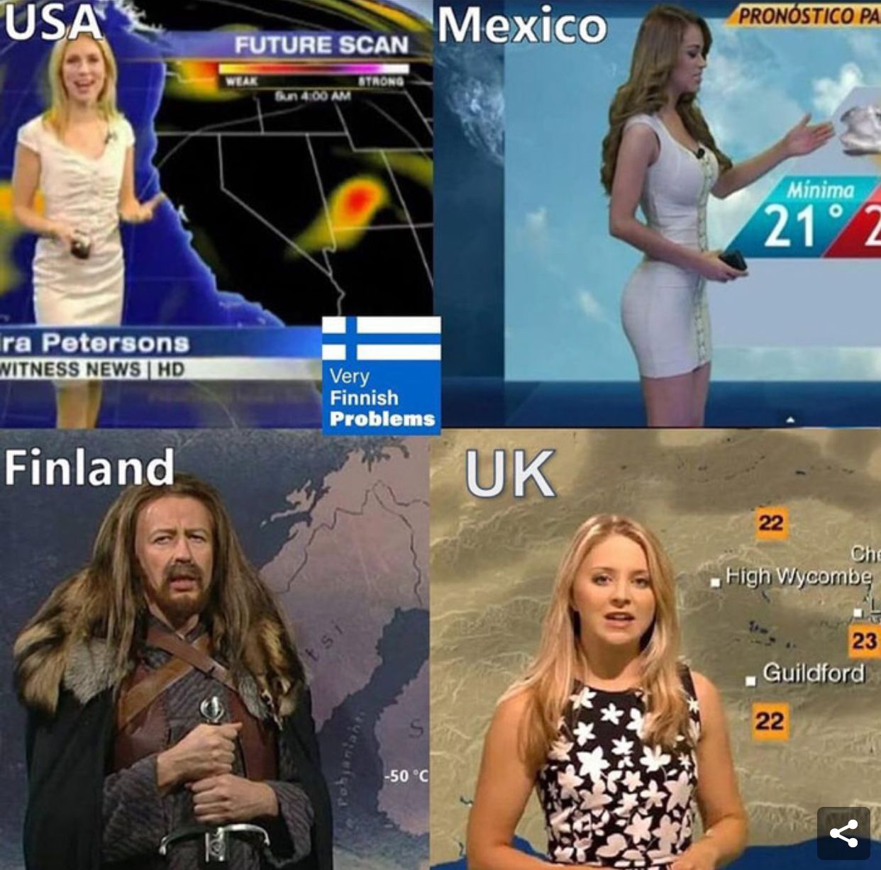 [유머] 몇몇 나라의 날씨 요정 -  와이드섬