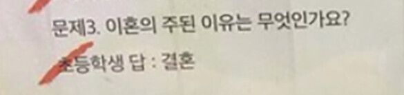 [유머] 이혼의 주된 이유를 적은 초등생 -  와이드섬