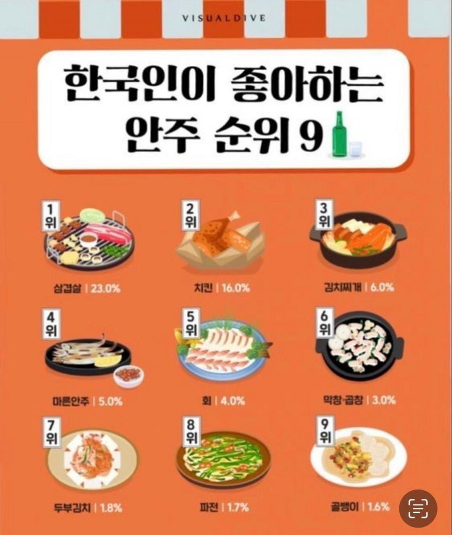 [유머] 한국인이 좋아하는 안주순위 -  와이드섬