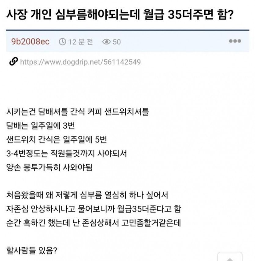 [유머] 사장 개인 심부름해야되는데 월급 35더 주면 함? -  와이드섬