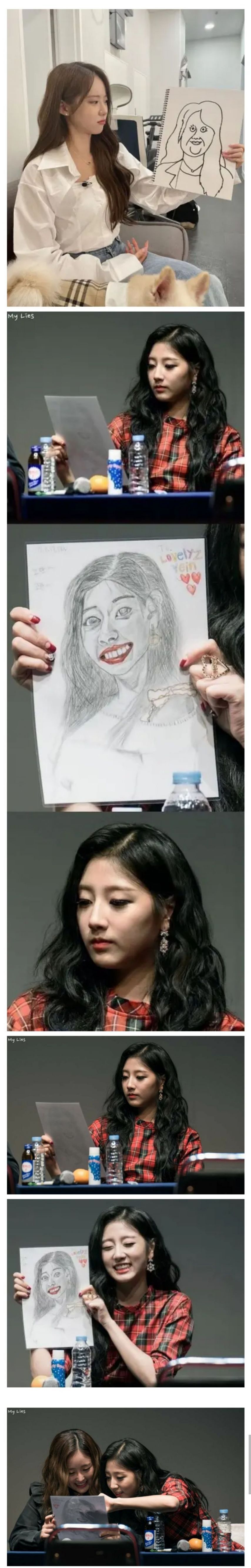 [유머] 팬아트 선물받은 아이돌 반응 -  와이드섬