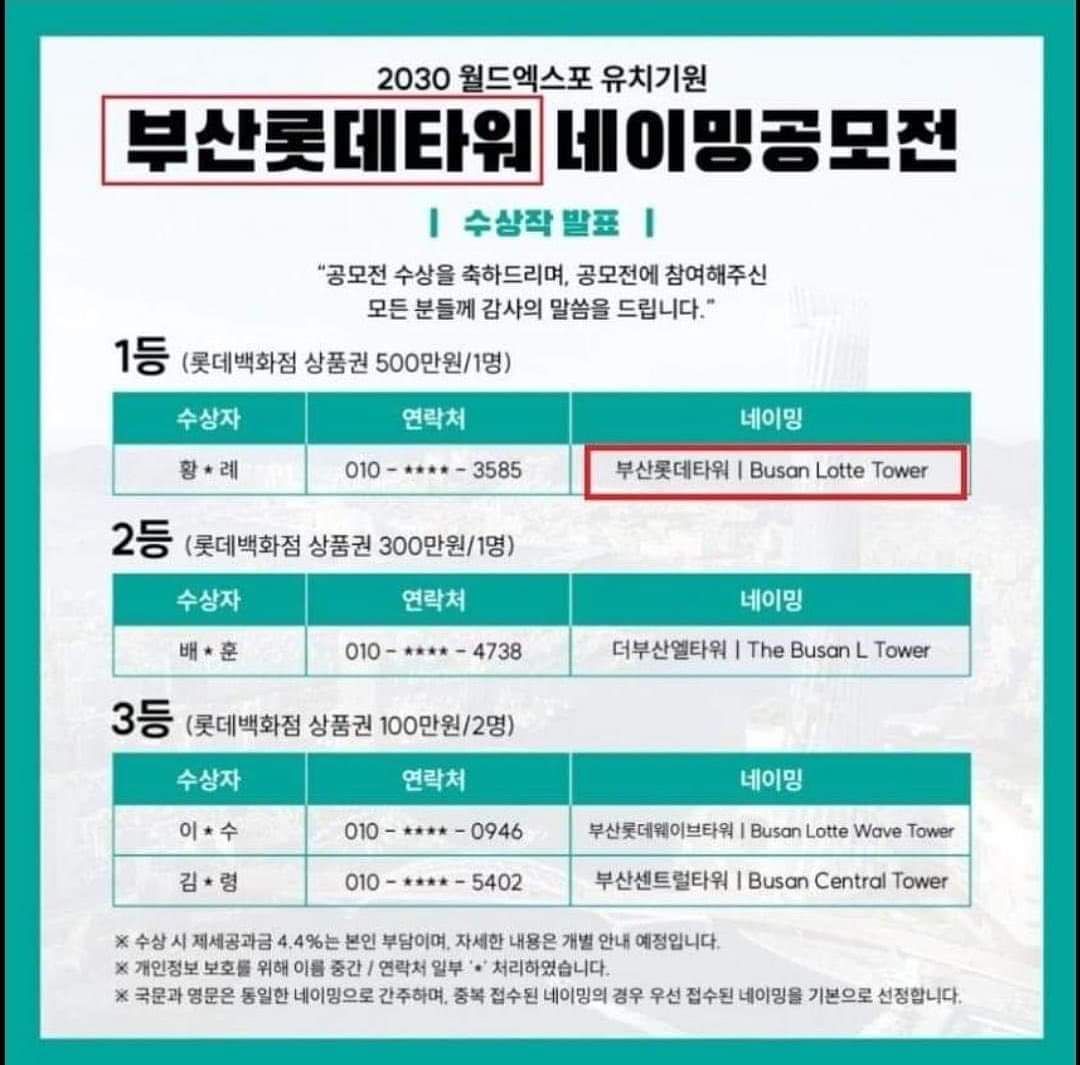 [유머] 부산롯데타워 네이밍 공모 당선작 -  와이드섬