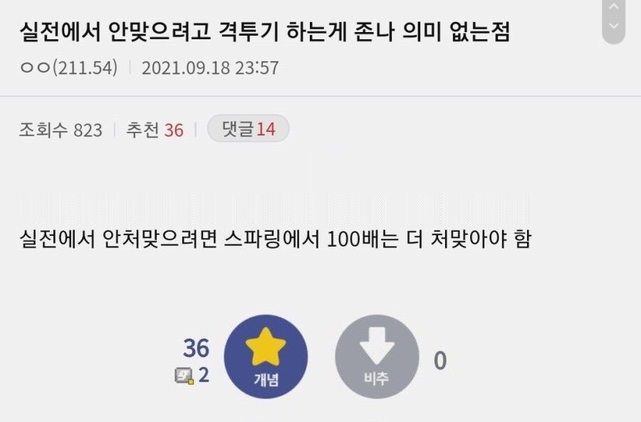 [유머] 실전에서 안맞으려고 격투기 배우는거 쓸데없다는 사람 -  와이드섬