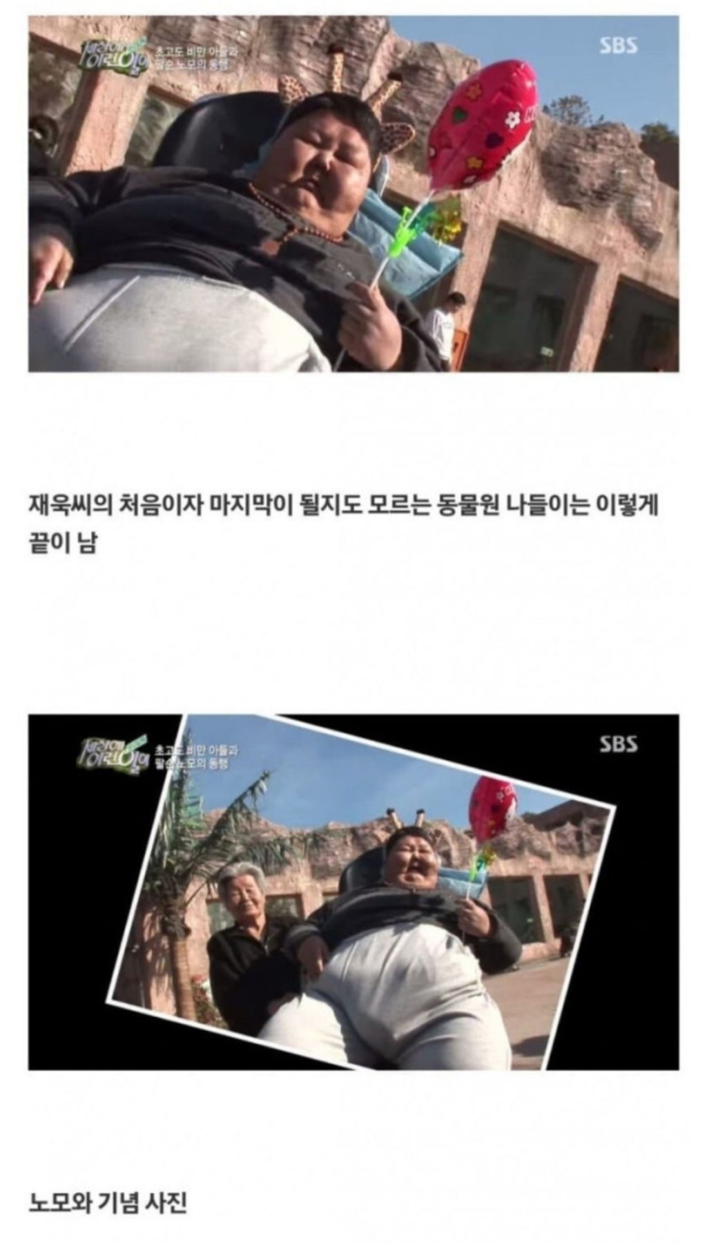 [유머] 고전)초고도비만 아들과 팔순 노모의 동행 -  와이드섬